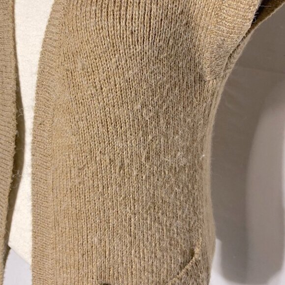 Vintage Junior Bazaar Tan Knit Open Front Vest Cardigan S - Picture 9 of 11